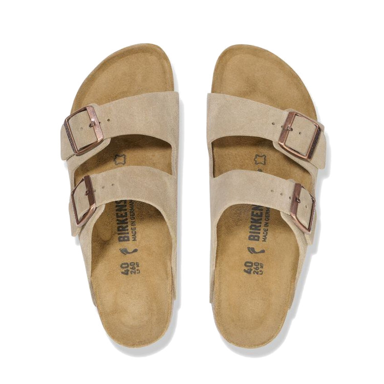 Birkenstock Arizona Suede Leather Sandal | Taupe | Narrow - Women’s (0051463) - Image 2